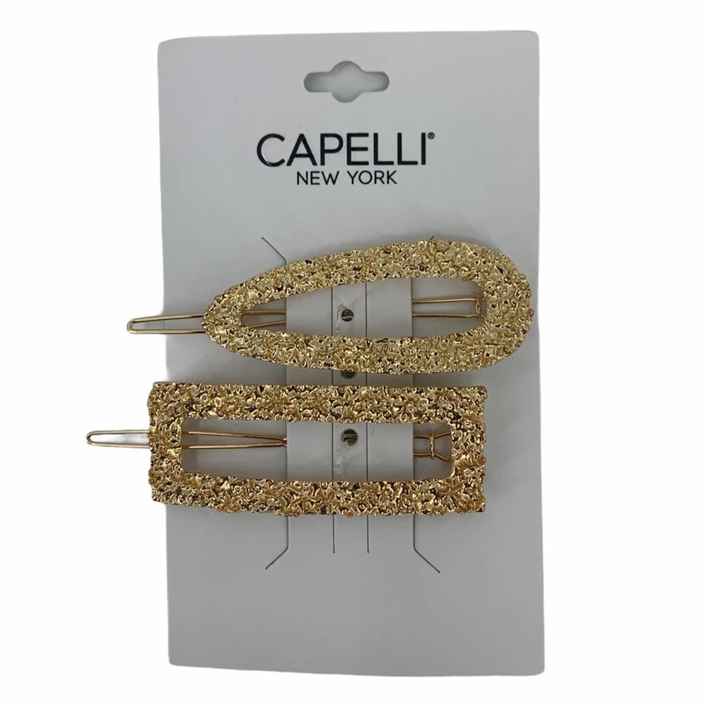 Textured Gold Barrette set of 2